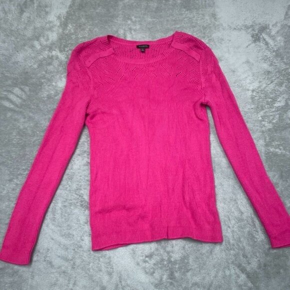 Talbots Pink Knit Sweater Medium Long Sleeve Rayon Blend a0466 - Picture 1 of 7